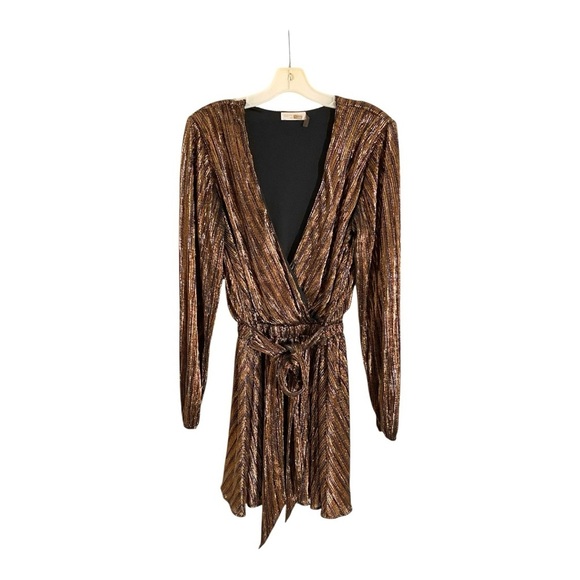 Ramy Brook Vinci Mini Dress Long Sleeve In Multicolor Metallic Size Medium - Picture 7 of 12